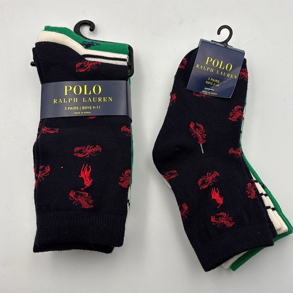 Polo Ralph Lauren Boys Sea Critter Crew Socks 3 Pack Set 2-4T or 9-11 - Picture 3 of 4